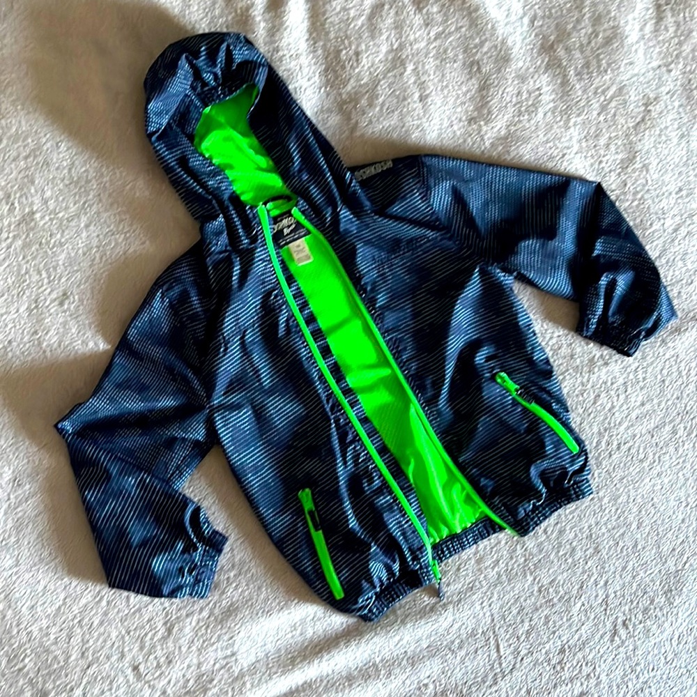 OshKosh B'gosh Blue and Lime Windbreaker Jacket Size 10